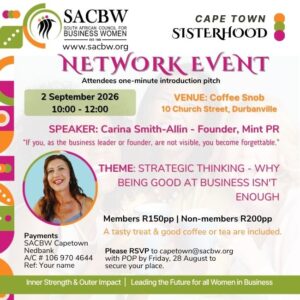 SACBW Cape Town Network Event : 2 September 2026